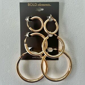 New!BOLD elements Trio of Gold Hoop Earrings